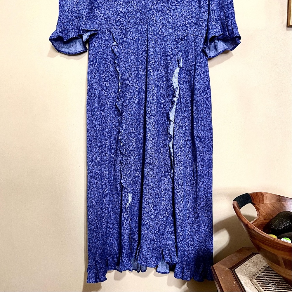 NWT Reformation Suri Violet Floral ¾ Sleeve A-Line Midi Length Dress MSPR $248 - Picture 7 of 14